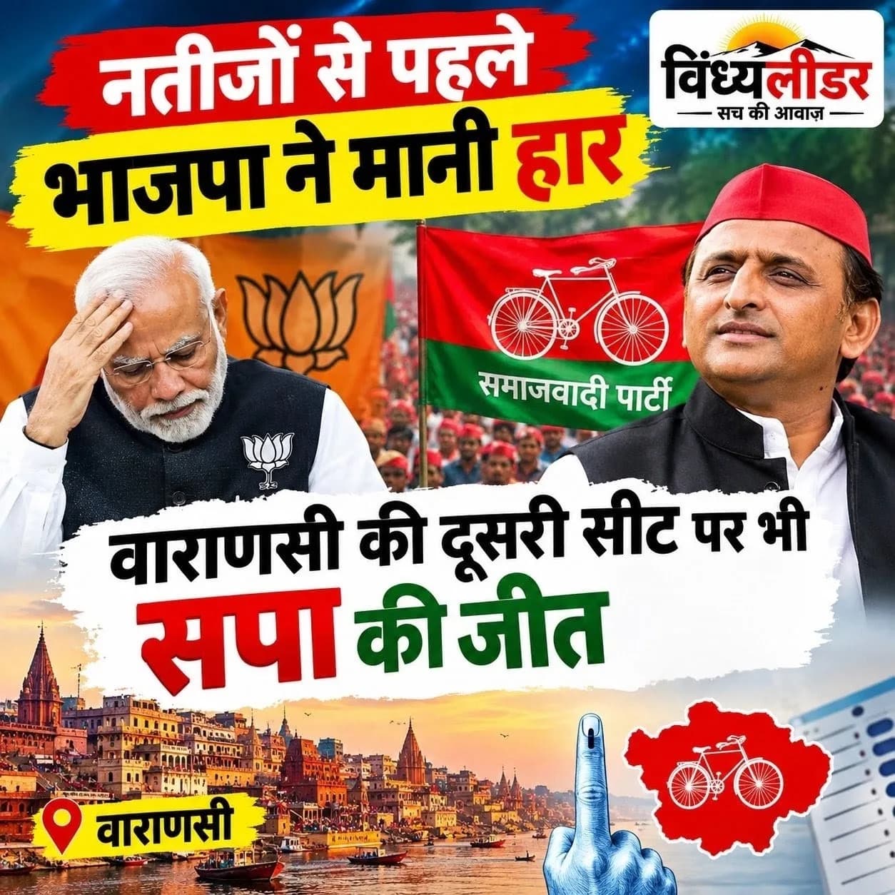 नतीजों से पहले भाजपा ने मानी हार,वाराणसी की दूसरी सीट पर भी सपा ने मारी बाजी